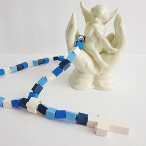 Catholic Rosary Made of Lego Bricks -  Shades of Blue Rosary -  Blue and White Rosary for Kids, First Rosary, Religious, Christmas Gift