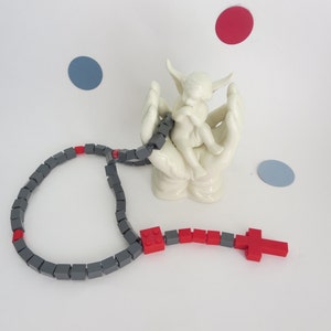 Catholic Rosary made of Lego Bricks Gray and Red Lego Bricks Rosary First Communion Gift image 2