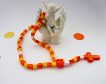 Catholic Kids Rosary - Orange and Yellow Rosary made with Lego Bricks