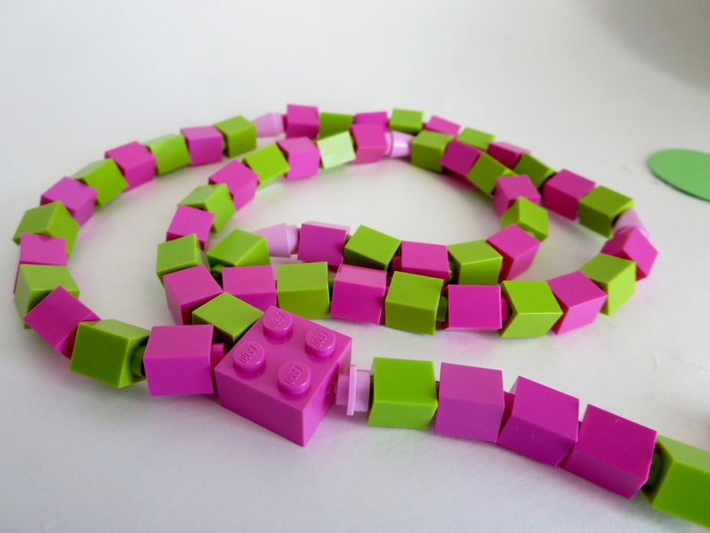 Catholic Rosary Catholic Rosary Made of Pink and Lime Green Lego Bricks Pink and Green Rosary image 3