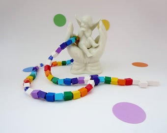 Colorful Rosary Made with Lego Bricks - Rainbow Boy or Girl Catholic Rosary made of Lego Bricks - All colors of the Rainbow