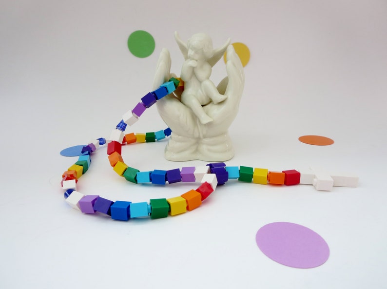 Colorful Rosary Made with Lego Bricks Rainbow Boy or Girl Catholic Rosary made of Lego Bricks All colors of the Rainbow image 1