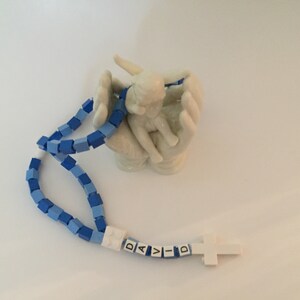 Personalized Blue and White Rosary Made With Lego Bricks First Communion, Baptism, Confirmation Gift Blue, Light Blue & White Rosary image 5