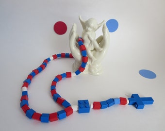 Children Catholic Rosary made of Lego Bricks in Blue and Red - Blue made with Lego Bricks  Rosary