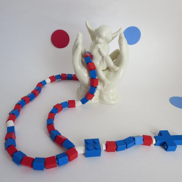 Children Catholic Rosary made of Lego Bricks in Blue and Red - Blue made with Lego Bricks  Rosary