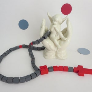 Catholic Rosary made of Lego Bricks Gray and Red Lego Bricks Rosary First Communion Gift image 1