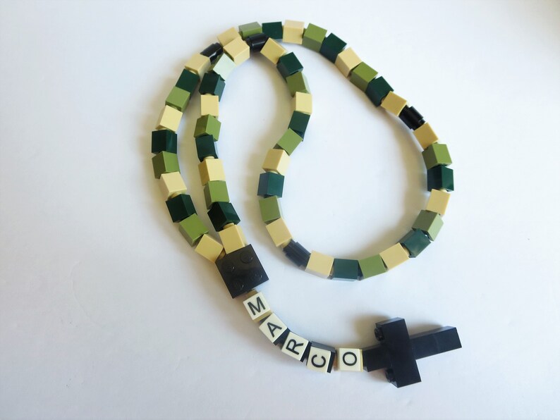 Personalized Camouflage Rosary Made With Lego Bricks First Communion, Baptism, Confirmation Gift image 3