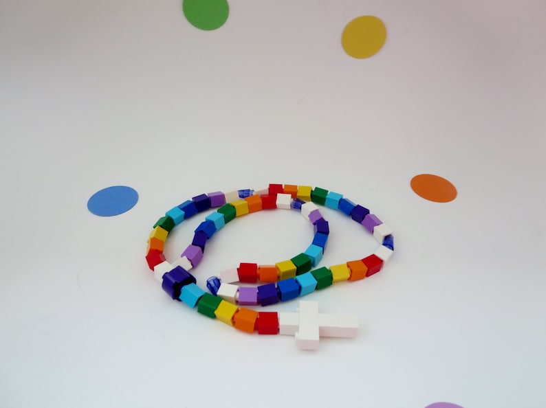 Colorful Rosary Made with Lego Bricks Rainbow Boy or Girl Catholic Rosary made of Lego Bricks All colors of the Rainbow image 3