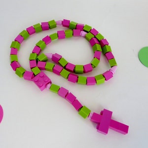 Catholic Rosary Catholic Rosary Made of Pink and Lime Green Lego Bricks Pink and Green Rosary image 4