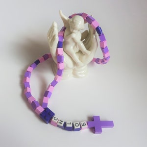 Personalized Pink & Purple Rosary Made With Lego Bricks First Communion, Baptism, Confirmation Gift image 2