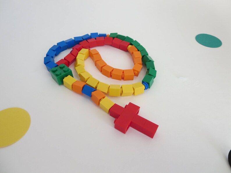 Colorful Rosary Made with Lego Bricks Rainbow Boy or Girl Catholic Rosary made of Lego Bricks All colors of the Rainbow image 9