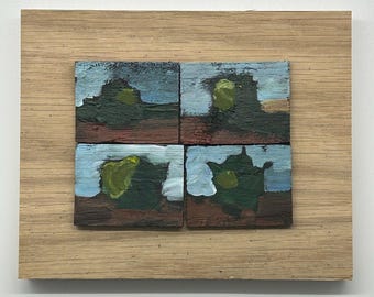 New Mexican Parks – Mini Landscape Grid – Four Small Original Desert Paintings – Acrylic on Wood