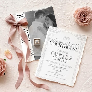 Courthouse Elopement Digital Bundle Wedding Invitation Photo 5x7 Template Instant Download Canva