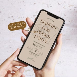 Beer and Diaper Party Baby Shower for Dads Invitation Template Instant Download Minimal Style