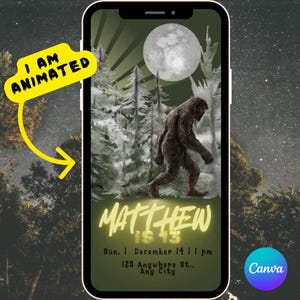 Digital Bigfoot Birthday Invitation Template Bigfoot Sasquatch Birthday Invitation Teen Adult Birthday