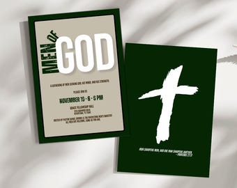 Men's Bible Study 5x7 Invitation Instant Download Canva