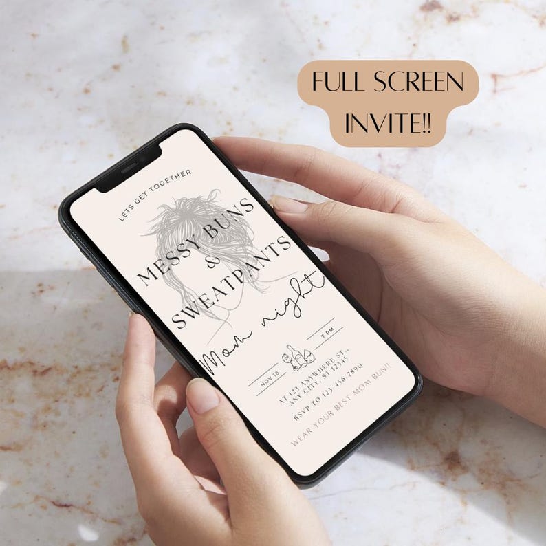 Invitación digital para una noche de madres que buscan vino, descarga instantánea de Canva imagen 2