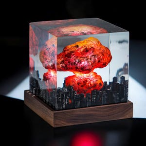Lamp custom resin, Atomic Bomb Lamp lamp resin, epoxy resin lamp,night light wood, custom resin lamp, table lamp night light,gift for him