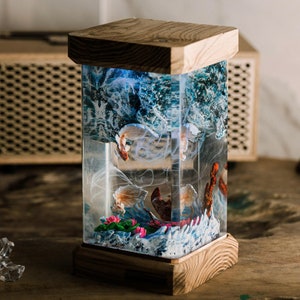 Lamp custom resin, Anchor Koi Fish lamp resin, epoxy resin lamp,night light wood, custom resin lamp, gift for him,christmas gifts