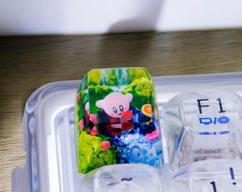 Porte-clés Kir.by en résine, Porte-clés Kir.by artisanal, Porte-clés fait main personnalisé, Porte-clés anime mignon, Porte-clés roses, Cadeau d'anniversaire, Porte-clés japonais, cadeau pour elle