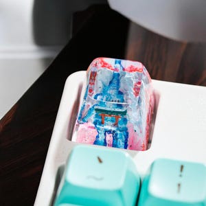 Keycap cherry blossom,Keycap Torii Gate Natute Artisan,Custom Handmade keycap,Keycap anime cute, Pink keycaps,Birthday gift,japanese keycaps