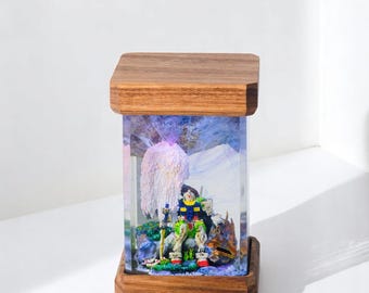 Mecha Warrior LED Resin Lamp – Handmade Battle Robot Night Light – Futuristic Anime-Inspired Decor – Gift for Him or Collector,gift for her