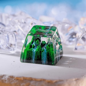 Keycaps Mystical Forest Artisan,Custom Artisan keycaps, Keycaps anime cute,green keycaps, keycaps set,wooden keycaps,artisan keycap spacebar