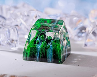 Keycaps Mystical Forest Artisan,Custom Artisan keycaps, Keycaps anime cute,green keycaps, keycaps set,wooden keycaps,artisan keycap spacebar