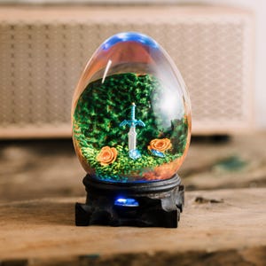 Lamp custom resin, night light epoxy, sword egg resin, custom resin epoxy, bedside lamp wood, handmade gift,personalized gift,gift for him