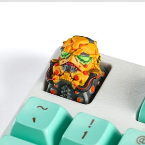 Cyberpunk Stadtbild Tastenkappe - Handgefertigte Harz-Tastenkappe, futuristische Neon-Artisan-Taste, Sci-Fi mechanisches Tastaturgeschenk, Gamergeschenk, Geschenk für Ihn