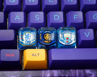 Custom Soccer Logo,Design According to Favorite Club Color Style, Resin Keycap Logo For Cherry MX Switches,gift for him,football logo keycap