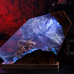 Alien Creature Resin Lamp – Handmade Sci-Fi Night Light | Futuristic Desk Decor | Gift for Sci-Fi Lovers,handmade gift,Custom resin