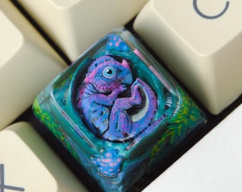 Dinosaur Artisan Keycap – Handmade Resin Dino Keycap – Custom SA Profile Key – Cute Dino Keycap for Mechanical Keyboard – Gift for Gamers