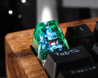 Keycap Artisan Torii Gate Natute, Custom Handmade keycaps, Green keycaps, Mystical Forest keycaps, Personalized gift, Handmade gift,gift box