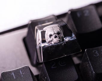Handgemaakte Skull Resin Keycap – Gothic Artisan Keycap voor mechanisch toetsenbord | Uniek skeletontwerp | Cherry MX-compatibel, cadeau voor haar
