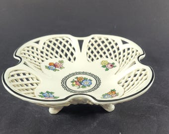 Antique German porcelain reticulated bowl
