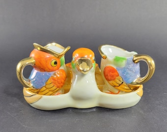 Lusterware Bird cream and sugar set