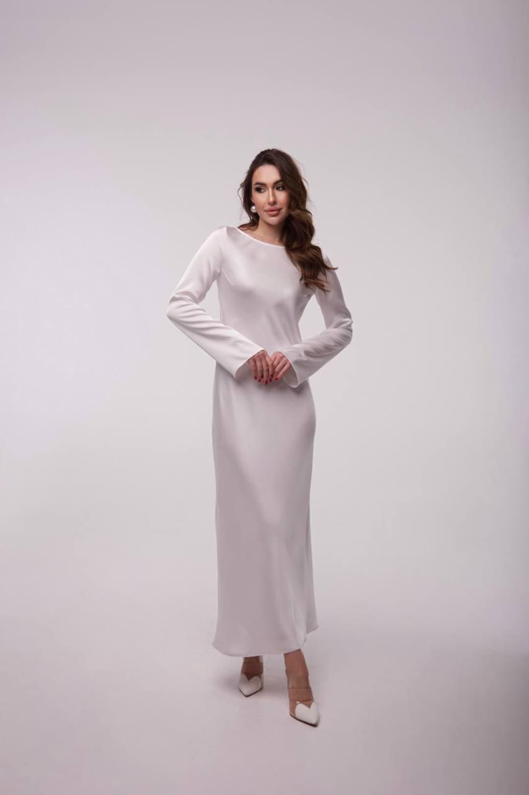 White Silk Dress main image 1