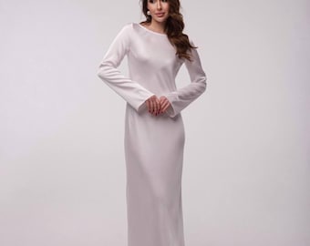Elegant White Silk Satin Maxi Dress