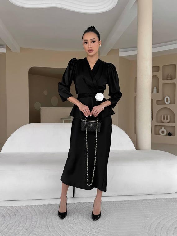 black dress blouse Black Slip Blouse  BLANK