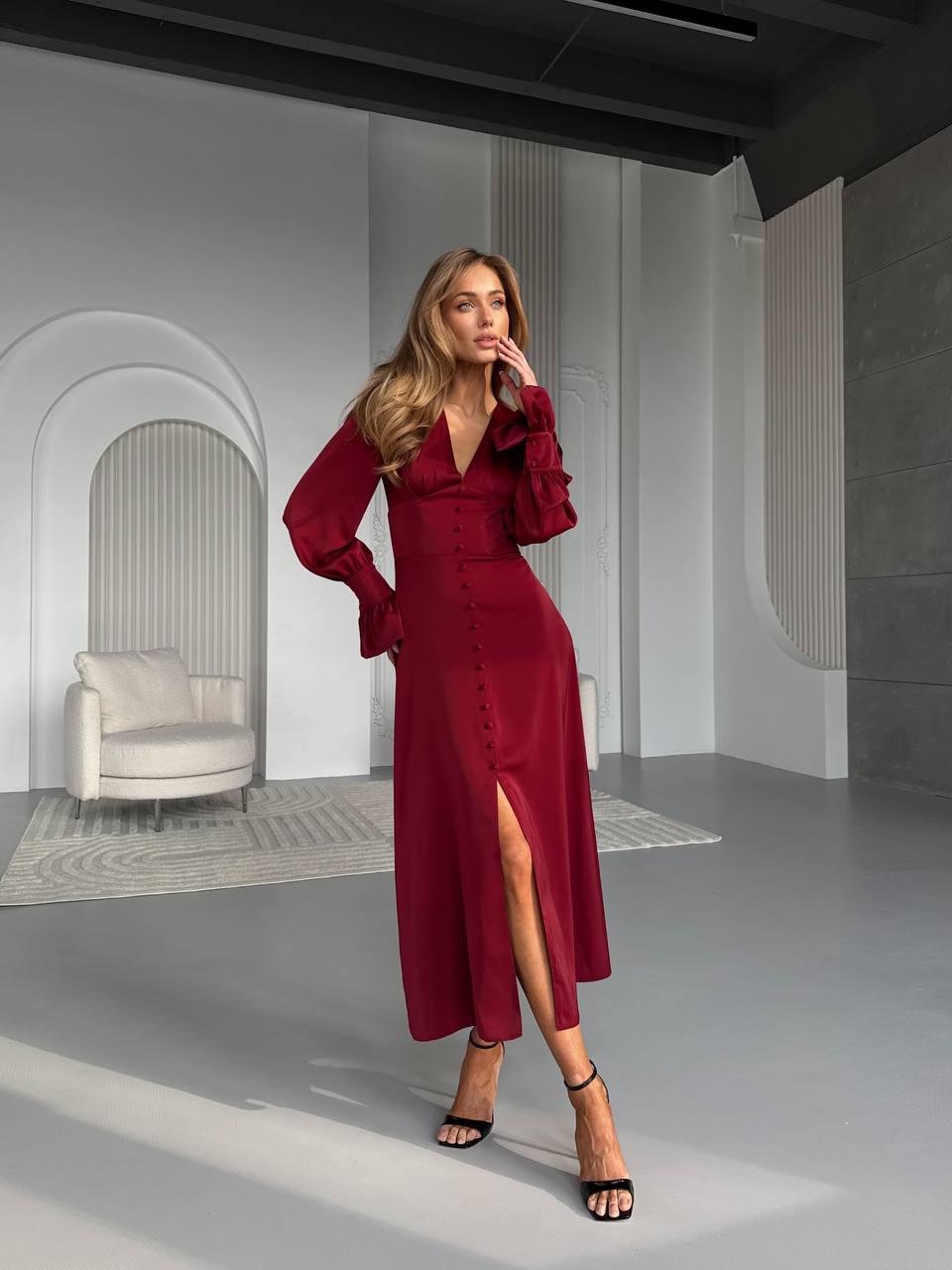 satin maxi dress burgundy Hanna Satin Maxi Dress in Burgundy