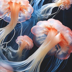 Jellyfish Art Print, Ocean Wall Art, Marine Life Decor, Underwater Artwork, Ethereal Jellyfish Print, Sea Creature Wall Decor