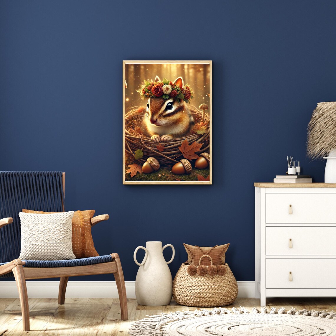 Chipmunk Art Print, Woodland Animal Print, Fantasy Wildlife Art, Nature ...
