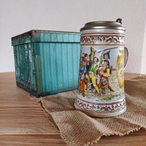 Vintage German Beer Stein: Pewter Lid, 0.5L Collectible Mug