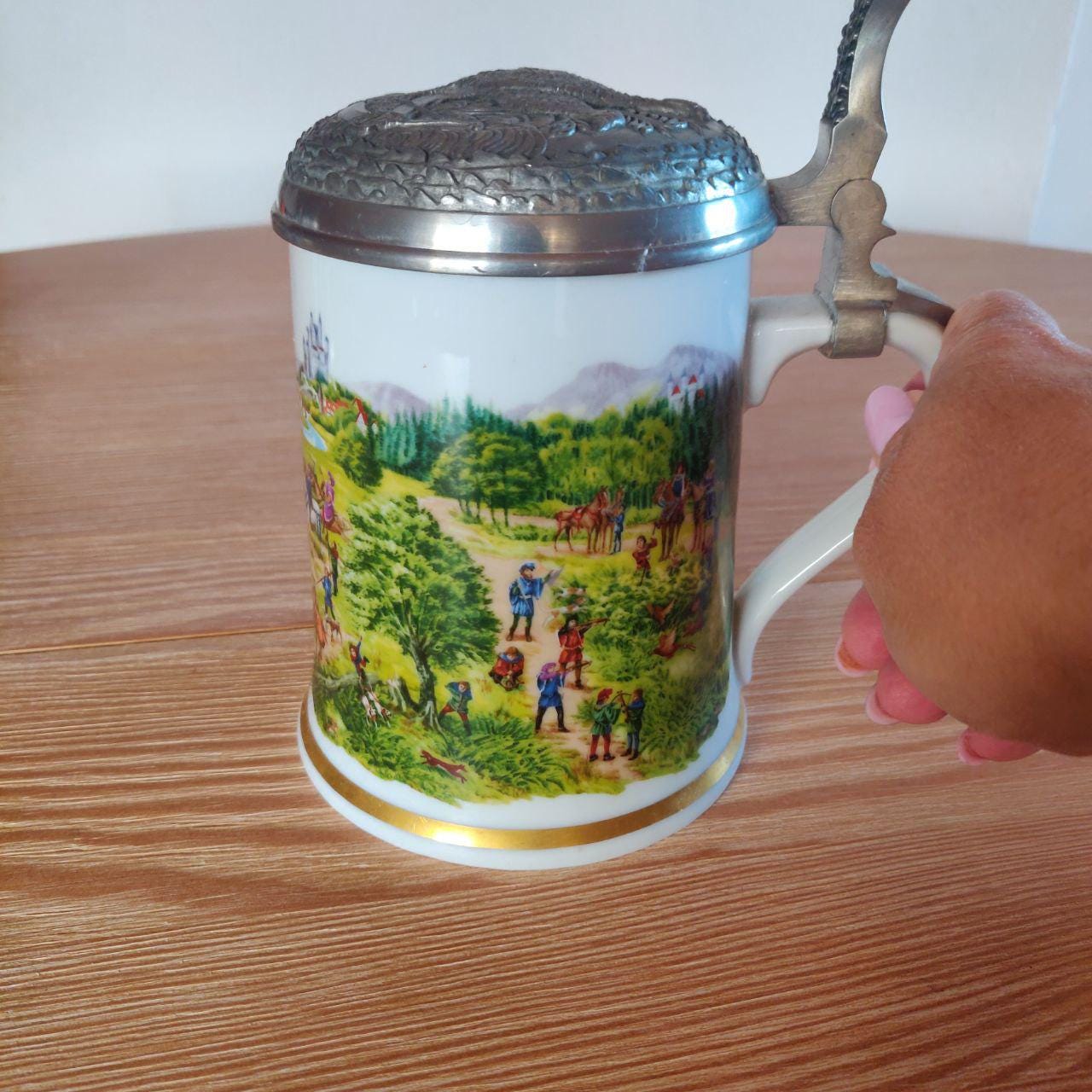 ドイツ　アンティーク Vintage Franklin Porcelain Beer Stein With Pewter Lid, 1979 - Etsy