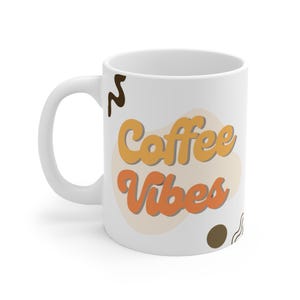Coffee Vibes Mug Neutral Aesthetic Coffee Cup Minimalist Gift for Her Cozy Morning Mug