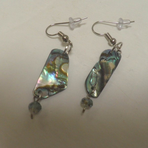 natural Paua ABALONE SHELL earrings, dangle earrings, silver