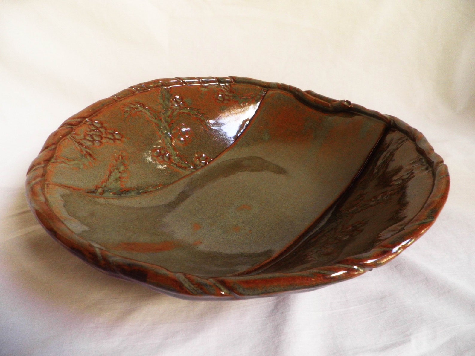 Large Handbuilt STONEWARE Bowl Serving Bowl Earthy Pottery | Etsy