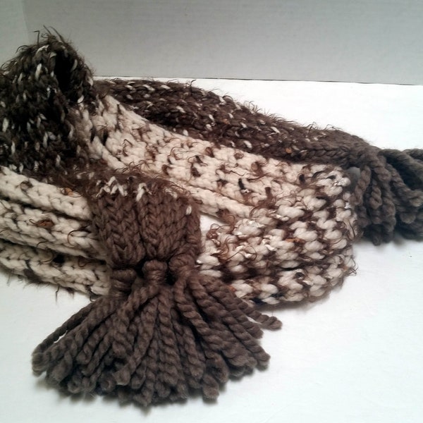 SCARF, Handknit CHUNKY, long ,warm, SOFT, double thickness