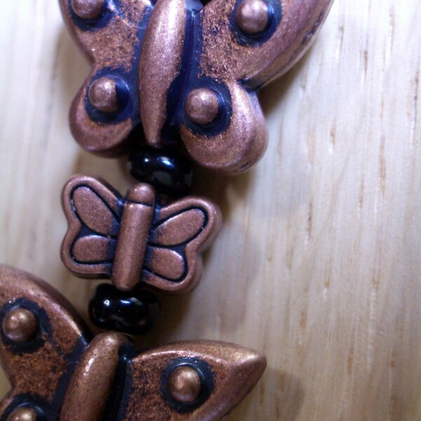 COPPER BEADS, Butterfly, 18 pieces